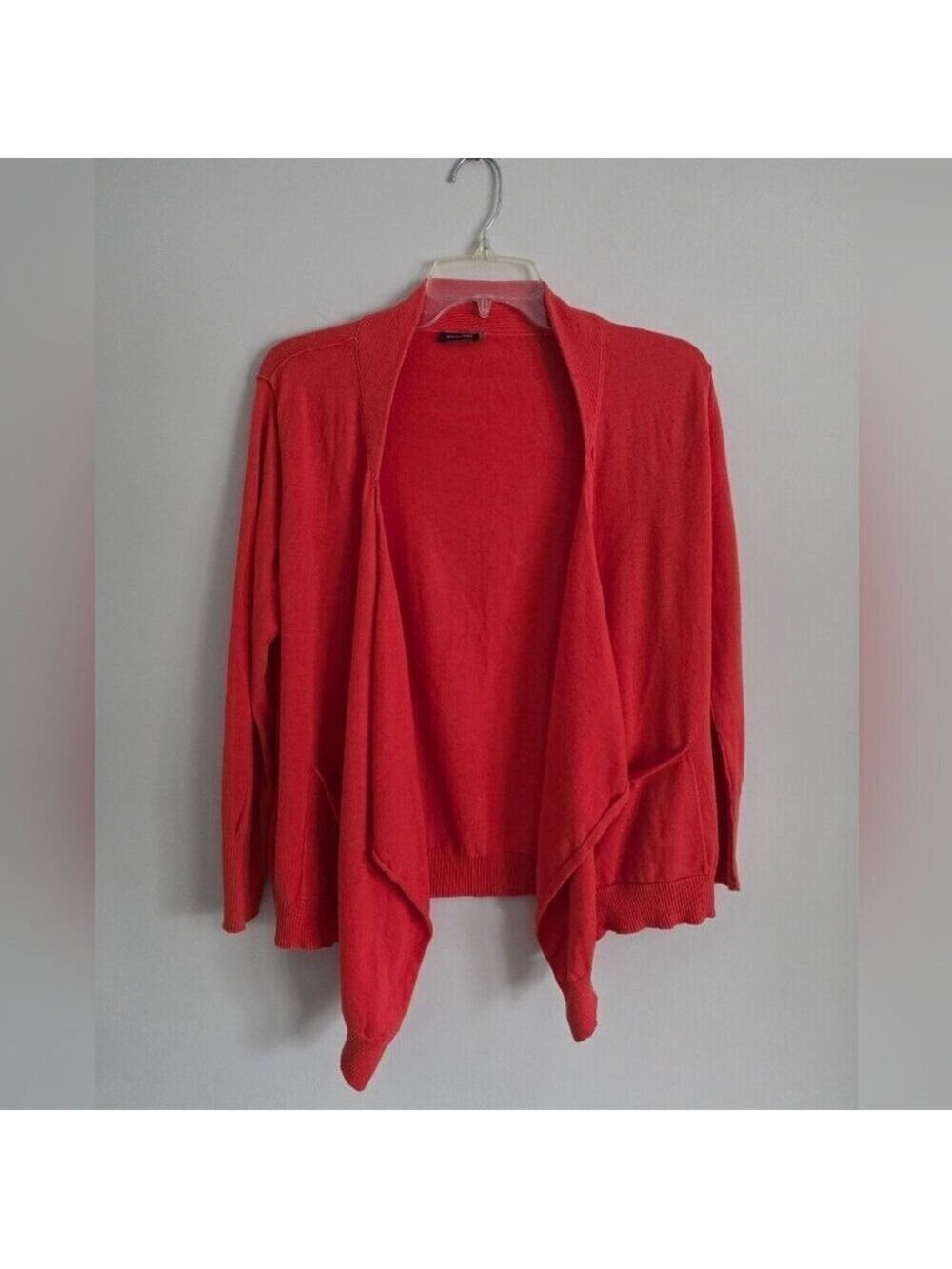 MAGASCHONI | 100% Cotton Open Front Cardigan Coral Red Sz M